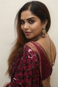 Erracheera Movie Actress Karunya Chowdary Red Saree Pics