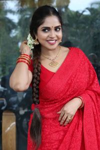 Erracheera Movie Heroine Karunya Chowdary Red Saree Photos