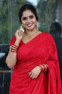 Karunya Chowdary Red Saree Photos @  Erracheera Trailer Launch