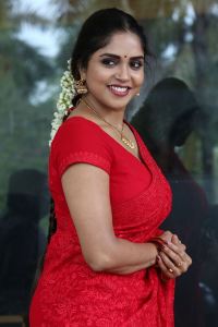 Erracheera Movie Actress Karunya Chowdary Red Saree Photos