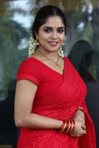 Erracheera Movie Actress Karunya Chowdary Red Saree Photos