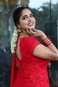 Erracheera Movie Actress Karunya Chowdary Red Saree Photos