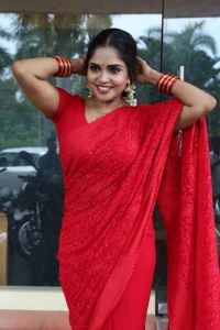 Karunya Chowdary Red Saree Photos @  Erracheera Trailer Launch