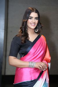 Eagle Movie Actress Kavya Thapar Vibrant Multicolor Saree Stills