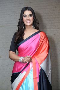 Eagle Movie Actress Kavya Thapar Vibrant Multicolor Saree Stills