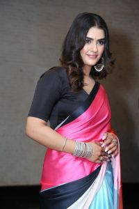 Kavya Thapar Saree Stills @ Eagle Movie Success Meet