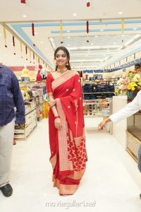Actress Keerthy Suresh Red Saree Photos @ CMR Shopping Mall Launch in Mancherial