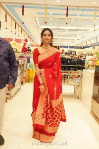 Actress Keerthy Suresh Red Saree Photos @ Mancherial CMR Shopping Mall Opening