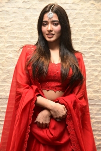 Actress Ketika Sharma Red Lehenga Choli Photos