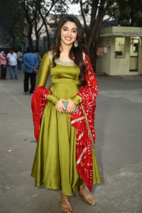 Actress Krithi Shetty Cute Pics @ Bangarraju Movie Press Meet
