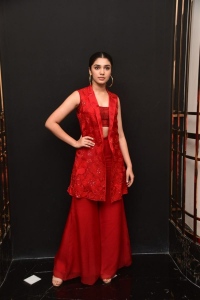 Macherla Niyojakavargam Actress Krithi Shetty Red Dress Stills