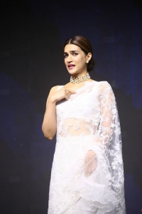 Actress Kriti Sanon White Saree Stills @ Thodelu Pre-Release Event