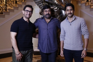 Aamir Khan, Chiranjeevi, Naga Chaitanya @ Laal Singh Chaddha Telugu Trailer Launch Stills