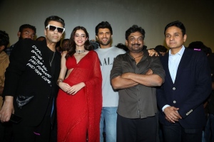 Karan Johar, Ananya Pandey, Vijay Deverakonda, Puri Jagannadh @ Liger Movie Trailer Launch Stills