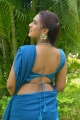 Telugu Actress Lora Maddison in Light Blue Saree Photos