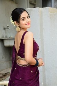 Telugu Actress Madhu Priya Red Saree Stills