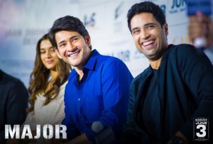 Saiee Manjrekar, Mahesh Babu, Adivi Sesh @ Major Movie Trailer Launch Stills