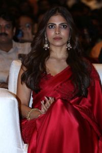 Actress Malavika Mohanan Red Saree Pics @ Thangalaan Pre Release