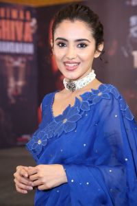 Bhimaa Movie Actress Malvika Sharma Blue Saree Pics