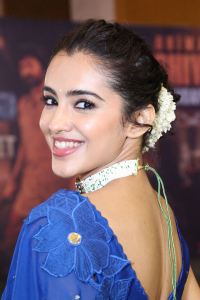 Bhimaa Movie Heroine Malvika Sharma Blue Saree Pics