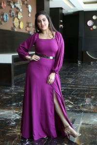 Anchor Manjusha New Cute Photos in Dark Pink Long Dress