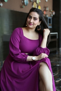 Anchor Manjusha New Cute Photos in Dark Pink Long Dress