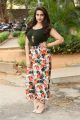 Telugu TV Anchor Manjusha Photos in Black T-Shirt & Floral Wide-Leg 3/4th Pants