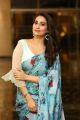 Telugu TV Anchor Manjusha in Light Blue Floral Saree Pics