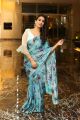 Telugu TV Anchor Manjusha Pics in Light Blue Floral Saree