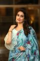 Telugu TV Anchor Manjusha Pics in Light Blue Floral Saree