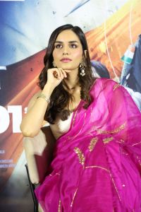 Actress Manushi Chhillar Saree Pics @ Operation Valentine Trailer Launch