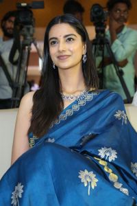 Lucky Bhaskar Heroine Meenakshi Chaudhary Blue Saree Stills