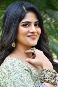 Actress Megha Akash Saree Stills @ Vikkatakavi Press Meet