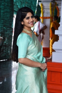 Actress Megha Akash Saree Photos @ Kanaka Durga Movie Launch