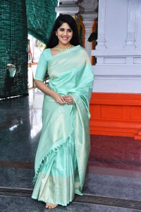 Actress Megha Akash Saree Photos @ Kanaka Durga Movie Launch