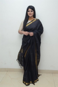 Manu Charitra Actress Megha Akash in Black Saree Stills