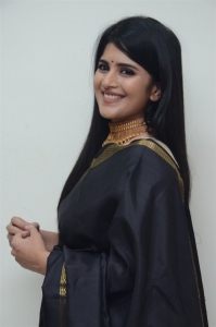 Manu Charitra Actress Megha Akash in Black Saree Stills