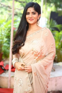 Actress Megha Akash Saree Stills @ Ravanasura Movie Opening