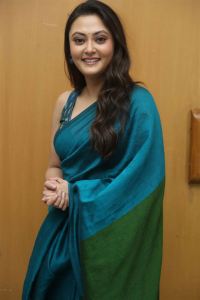Megha Chowdhury Green Saree Pics @ Tenant Teaser Launch