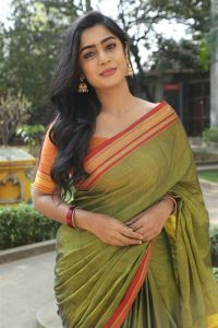 Actress Meghalekha Kacharla Saree Stills @ Bootcut Balaraju Teaser Launch