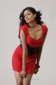 Actress Meghana Raj Spicy Hot Photo Shoot Stills in Red Dress