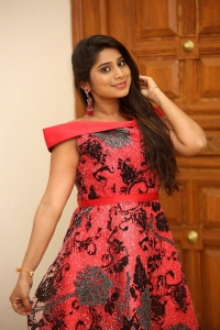 Actress Midhuna in Red Dress Pics