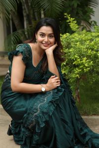 Alanati Ramachandrudu Actress Mokksha in Green Saree Pics