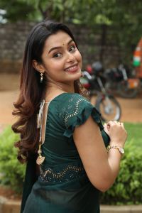 Actress Mokksha Green Saree Pics @ Alanati Ramachandrudu Success Meet