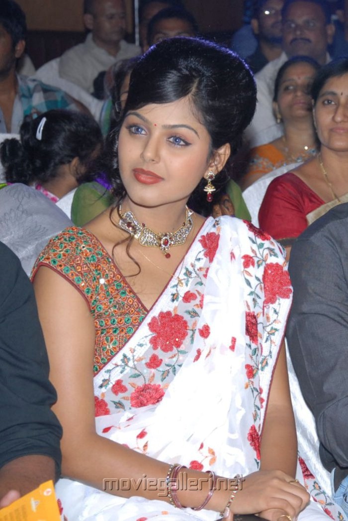 Monal Gajjar in White Saree Stills at Sudigadu Audio Release ...