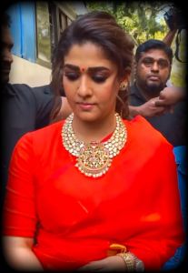 Actress Nayanthara @ Mookuthi Amman 2 Movie Pooja Stills