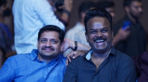 Bunny Vasu, Bommarillu Bhaskar @ Most Eligible Bachelor Pre Release Event Stills