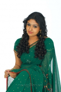 Telugu Actress Mounika in Green Saree Photo Shoot Stills