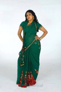 Telugu Actress Monika in Green Saree Photo Shoot Stills