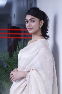 Actress Mrunal Thakur Saree Pics @ Sita Ramam Promotions